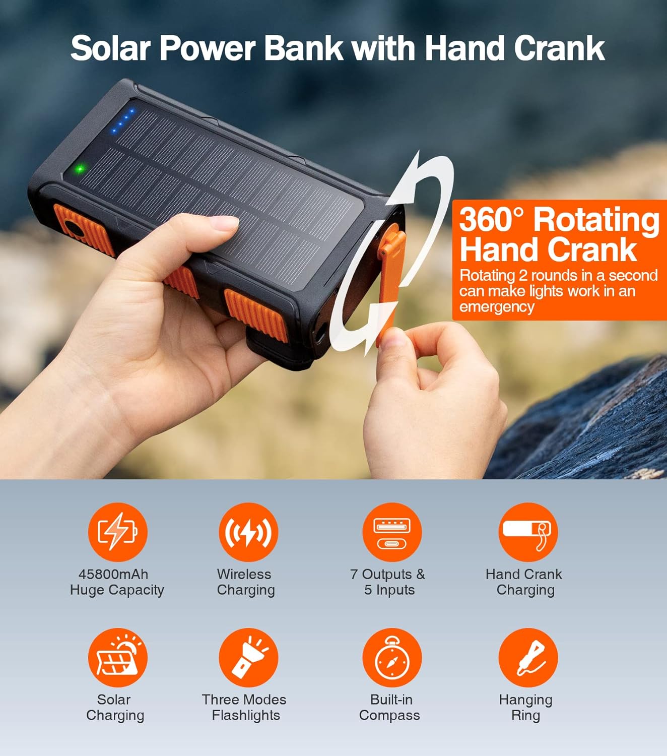 Hand-Crank Solar Power Bank